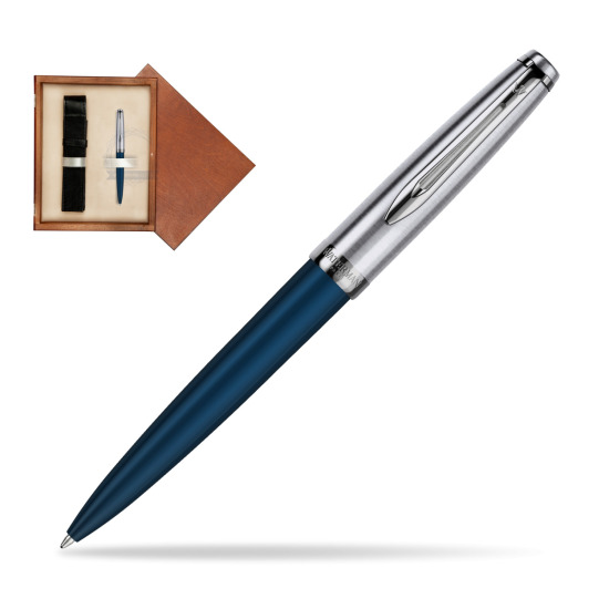 Długopis Waterman Embleme Granatowy w pudełku drewnianym Mahoń Single Ecru