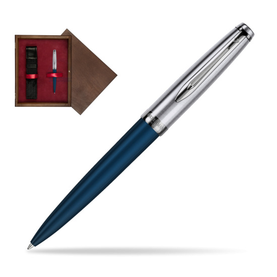 Długopis Waterman Embleme Granatowy w pudełku drewnianym Wenge Single Bordo