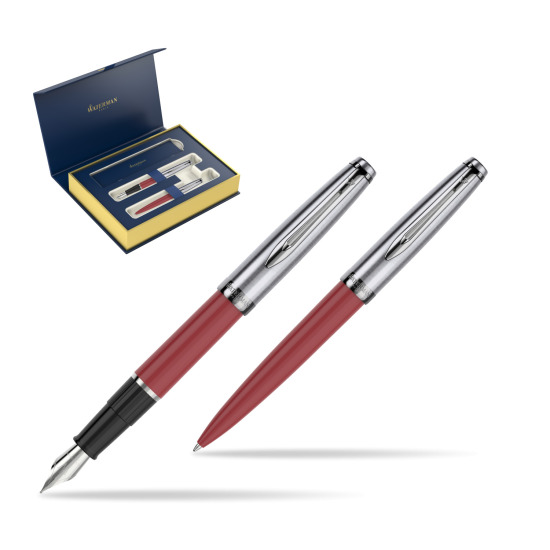 Zestaw prezentowy pióro wieczne +długopis Waterman Embleme Core Czerwony 