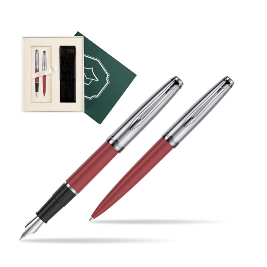 Zestaw prezentowy pióro wieczne +długopis Waterman Embleme Core Czerwony w pudełku Wiedza i Nauka