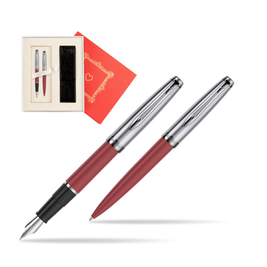 Zestaw prezentowy pióro wieczne +długopis Waterman Embleme Core Czerwony w pudełku Czerwień Od Serca