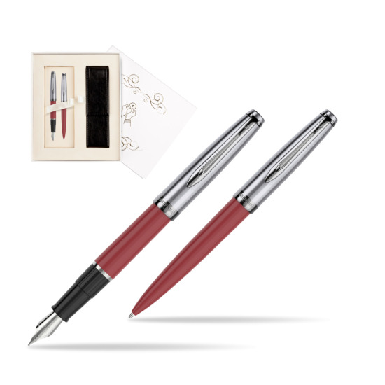 Zestaw prezentowy pióro wieczne +długopis Waterman Embleme Core Czerwony w pudełku Pamiątka I Komunii