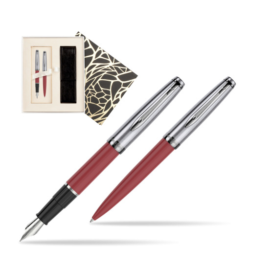 Zestaw prezentowy pióro wieczne +długopis Waterman Embleme Core Czerwony w pudełku Jubileusz