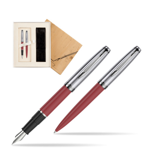 Zestaw prezentowy pióro wieczne +długopis Waterman Embleme Core Czerwony w pudełku Jubileusz 2
