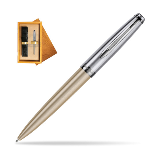 Długopis Waterman Embleme DeLuxe Metaliczny Złoty w pudełku drewnianym Honey Single Ecru