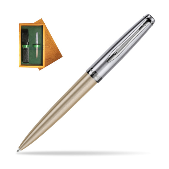 Długopis Waterman Embleme DeLuxe Metaliczny Złoty w pudełku drewnianym Honey Single Zieleń