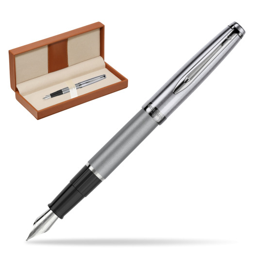 Pióro wieczne Waterman Embleme DeLuxe Metaliczny Szary w pudełku classic brown