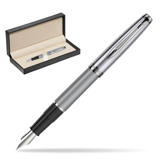 Pióro wieczne Waterman Embleme DeLuxe Metaliczny Szary w pudełku classic pure black