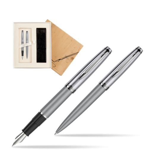 Zestaw prezentowy pióro wieczne +długopis Waterman Embleme DeLuxe Metaliczny Szary w pudełku Jubileusz 2