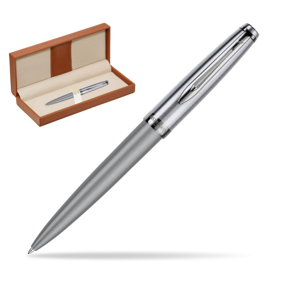 Długopis Waterman Embleme DeLuxe Metaliczny Szary w pudełku classic brown