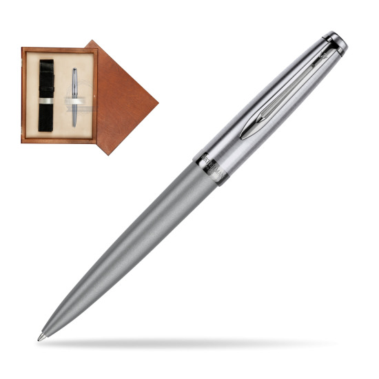 Długopis Waterman Embleme DeLuxe Metaliczny Szary w pudełku drewnianym Mahoń Single Ecru