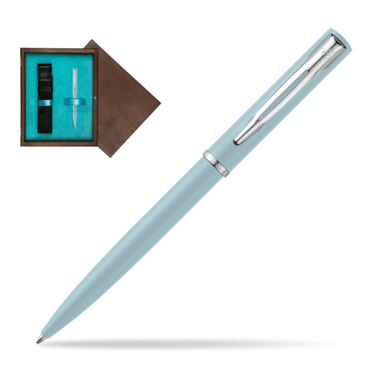 Długopis  Waterman Allure Pastel Niebieski w pudełku drewnianym Wenge Single Turkus