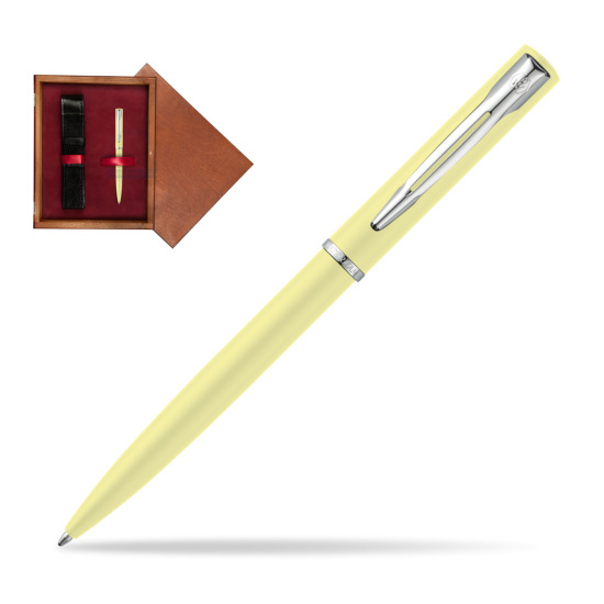 Długopis Waterman Allure Pastel Żółty w pudełku drewnianym Mahoń Single Bordo