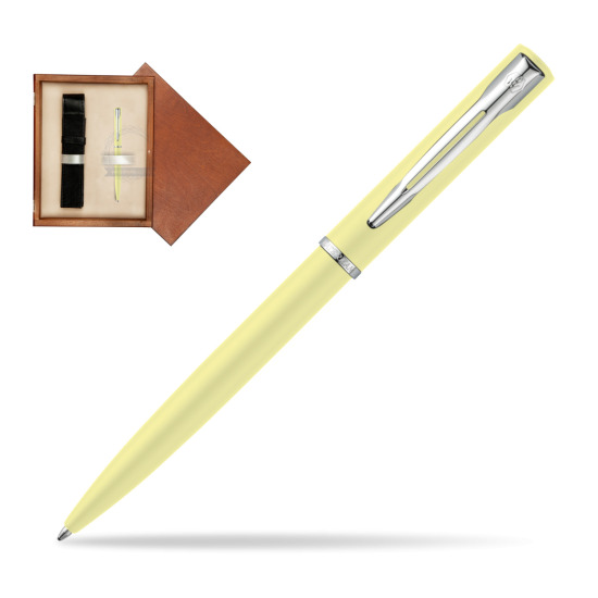 Długopis Waterman Allure Pastel Żółty w pudełku drewnianym Mahoń Single Ecru