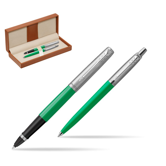 Zestaw Prezentowy Parker Pióro Kulkowe + Długopis Jotter Originals Zielony w pudełku classic brown