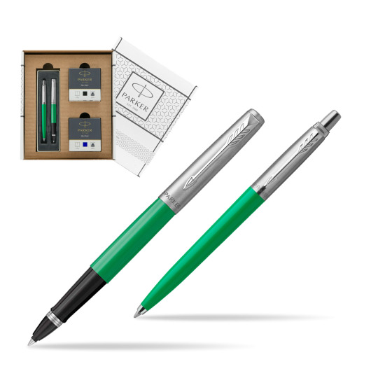 Zestaw Prezentowy Parker Pióro Kulkowe + Długopis Jotter Originals Zielony w białym pudełko Parker Eco