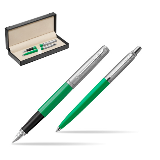 Zestaw Prezentowy Parker Pióro Wieczne + Długopis Jotter Originals Zielony w pudełku classic black
