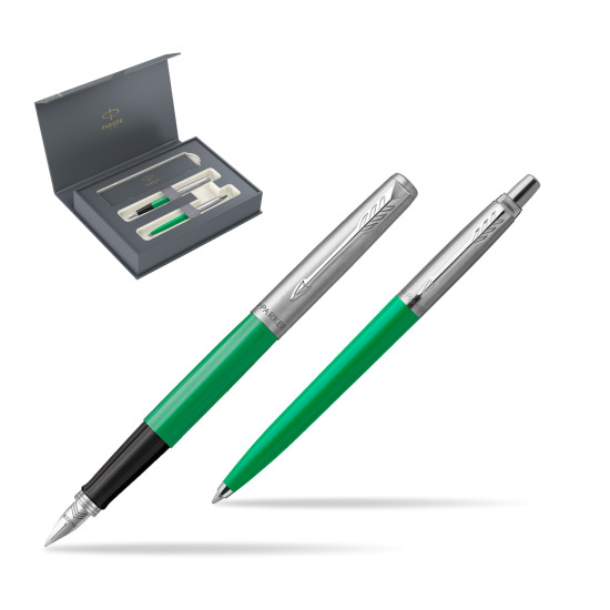 Zestaw Prezentowy Parker Pióro Wieczne + Długopis Jotter Originals Zielony w pudełku Parker Duo 2022