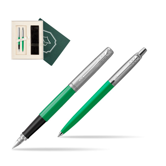 Zestaw Prezentowy Parker Pióro Wieczne + Długopis Jotter Originals Zielony w pudełku Wiedza i Nauka