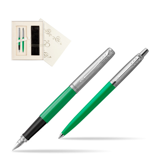 Zestaw Prezentowy Parker Pióro Wieczne + Długopis Jotter Originals Zielony w pudełku Ślub