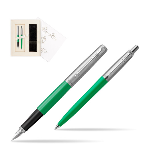 Zestaw Prezentowy Parker Pióro Wieczne + Długopis Jotter Originals Zielony w pudełku Pamiątka I Komunii