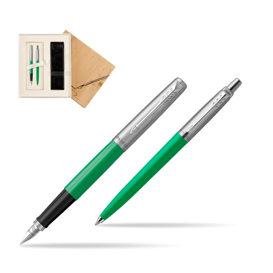 Zestaw Prezentowy Parker Pióro Wieczne + Długopis Jotter Originals Zielony w pudełku Jubileusz 2