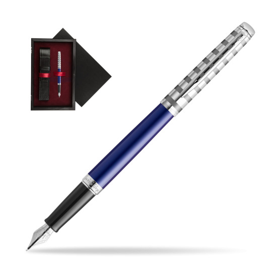 Pióro wieczne Waterman Hemisphere Delux Marine Blue - kolekcja French Riviera w pudełku drewnianym Czerń Single Bordo