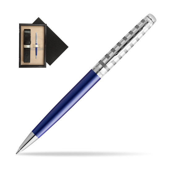 Długopis Waterman Hemisphere Delux Marine Blue - kolekcja French Riviera w pudełku drewnianym Czerń Single Ecru