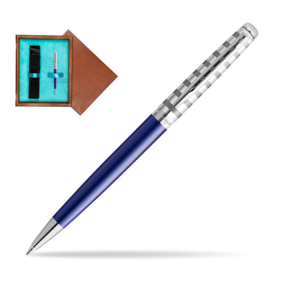 Długopis Waterman Hemisphere Delux Marine Blue - kolekcja French Riviera w pudełku drewnianym Mahoń Single Turkus