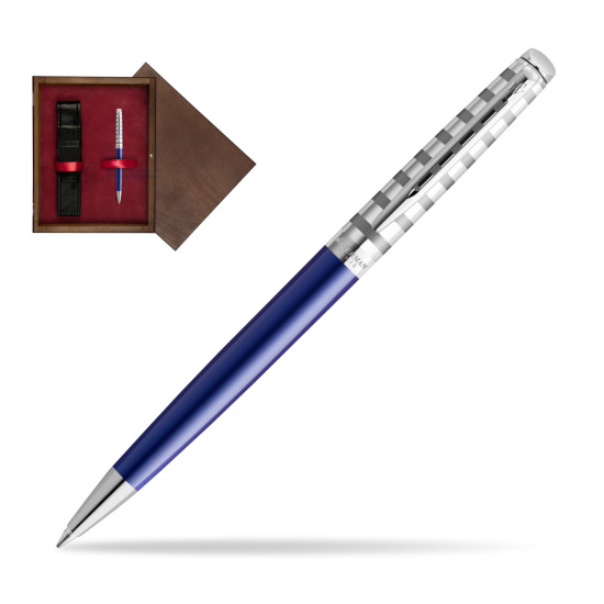 Długopis Waterman Hemisphere Delux Marine Blue - kolekcja French Riviera w pudełku drewnianym Wenge Single Bordo