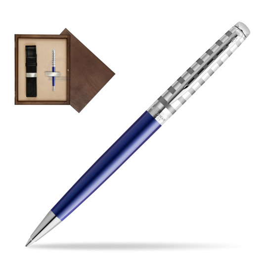 Długopis Waterman Hemisphere Delux Marine Blue - kolekcja French Riviera w pudełku drewnianym Wenge Single Ecru