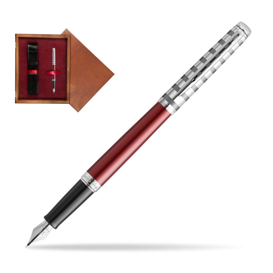 Pióro wieczne Waterman Hemisphere Delux Marine Red - kolekcja French Riviera w pudełku drewnianym Mahoń Single Bordo