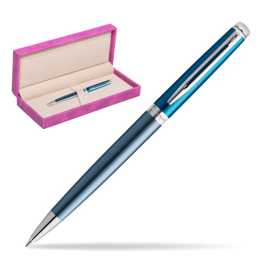 Długopis Waterman Hemisphere Sea Blue - kolekcja French Riviera w pudełku zamszowym fuksja