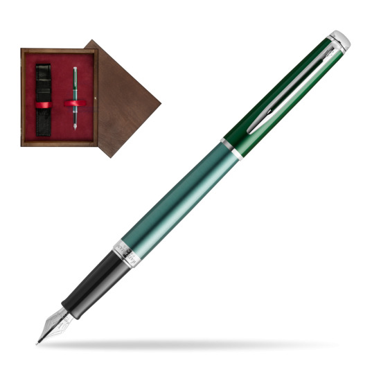 Pióro wieczne Waterman Hemisphere Vineyard Green - kolekcja French Riviera w pudełku drewnianym Wenge Single Bordo