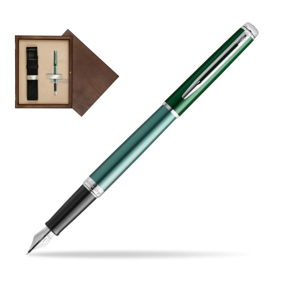 Pióro wieczne Waterman Hemisphere Vineyard Green - kolekcja French Riviera w pudełku drewnianym Wenge Single Ecru