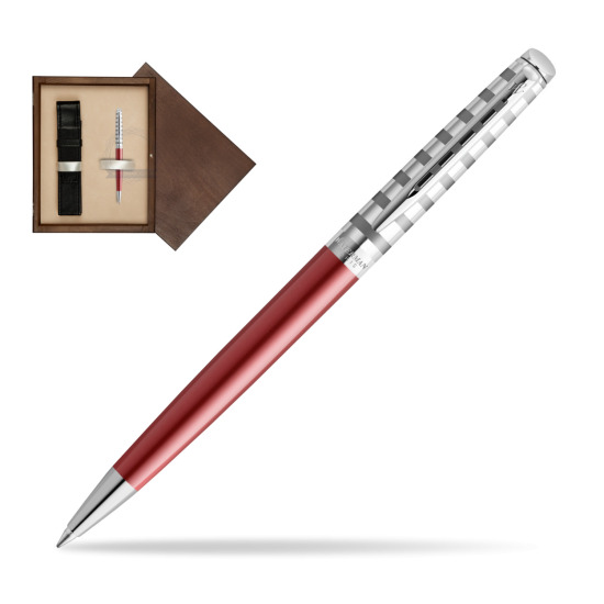 Długopis Waterman Hemisphere Deluxe Marine Red - kolekcja French Riviera w pudełku drewnianym Wenge Single Ecru