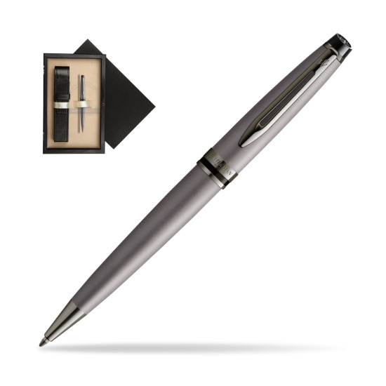 Długopis Waterman Expert Metalic Srebrny CT w pudełku drewnianym Czerń Single Ecru