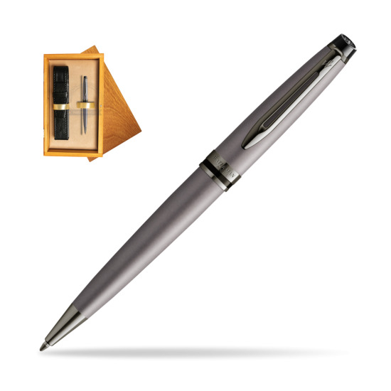 Długopis Waterman Expert Metalic Srebrny CT w pudełku drewnianym Honey Single Ecru
