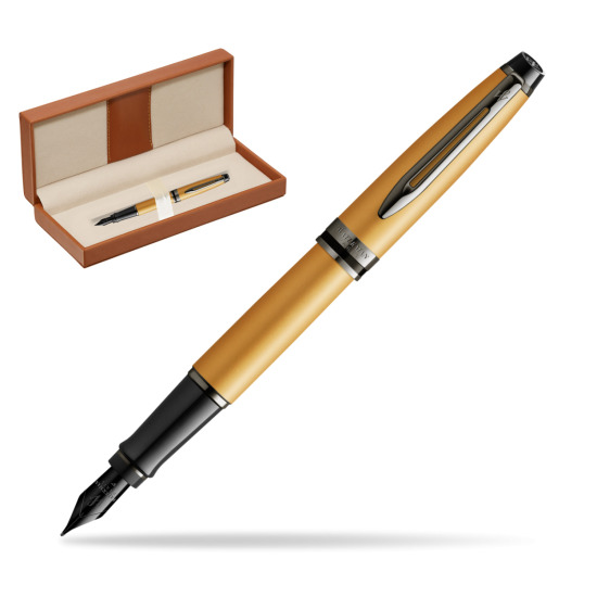 Pióro wieczne Waterman Expert Metalic Złoty CT w pudełku classic brown