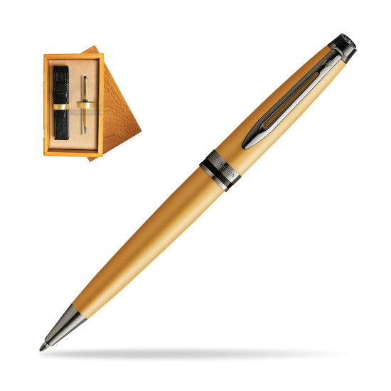 Długopis Waterman Expert Metalic Złoty CT w pudełku drewnianym Honey Single Ecru