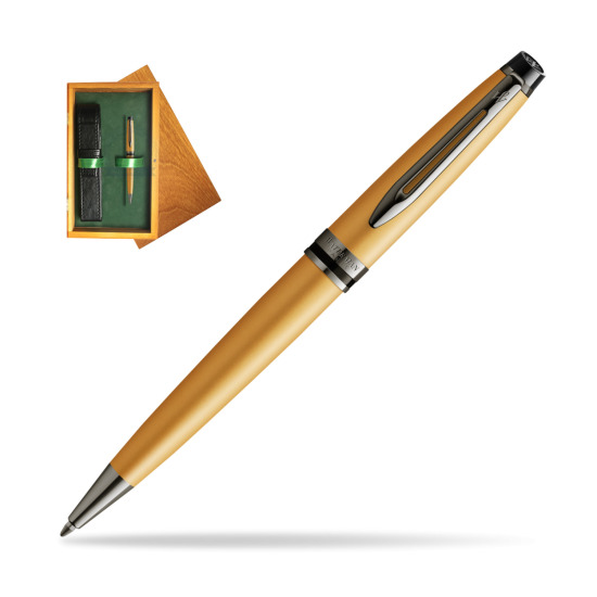 Długopis Waterman Expert Metalic Złoty CT w pudełku drewnianym Honey Single Zieleń
