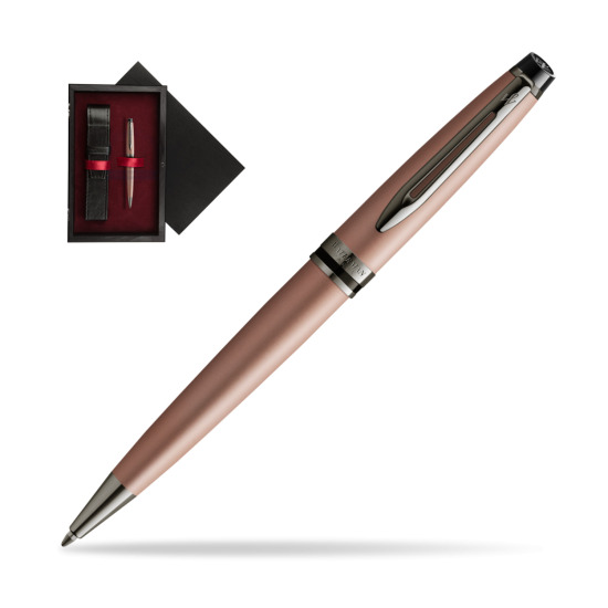 Długopis Waterman Expert Metalic Różowe Złoto CT w pudełku drewnianym Czerń Single Bordo