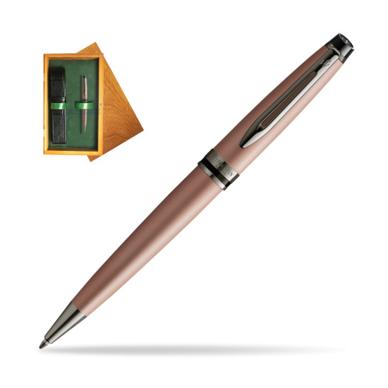 Długopis Waterman Expert Metalic Różowe Złoto CT w pudełku drewnianym Honey Single Zieleń
