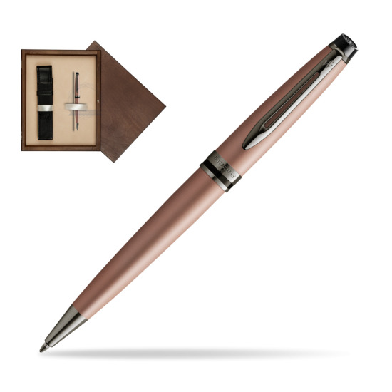Długopis Waterman Expert Metalic Różowe Złoto CT w pudełku drewnianym Wenge Single Ecru
