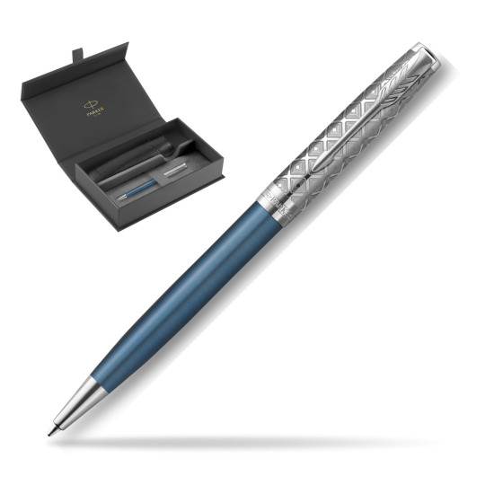 Długopis Parker Sonnet Premium Metal & Blue CT w oryginalnym pudełku Parker, wsuwane etui