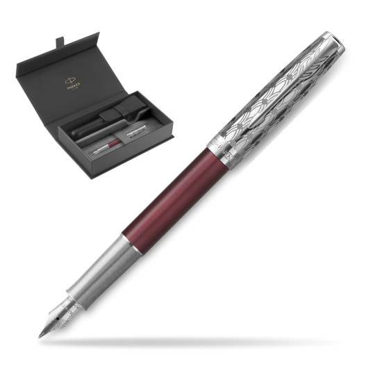 Pióro wieczne Parker Sonnet Premium Metal & Red CT w oryginalnym pudełku Parker, zamykane etui