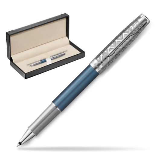 Pióro kulkowe Parker Sonnet Premium Metal & Blue CT w pudełku classic black