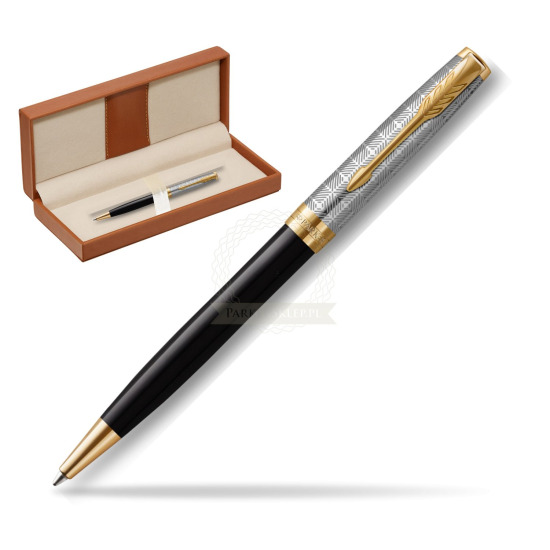 Długopis Sonnet Premium Metal & Black GT w pudełku classic brown
