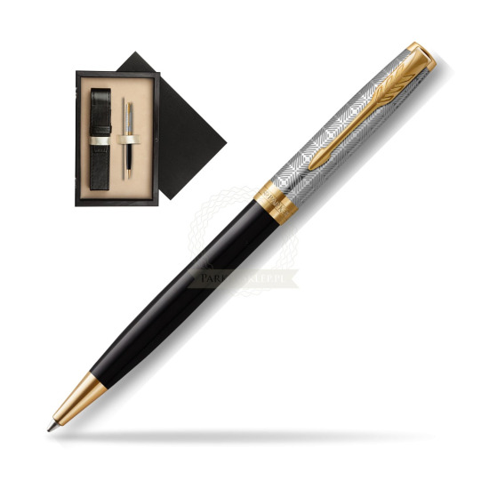Długopis Sonnet Premium Metal & Black GT w pudełku drewnianym Czerń Single Ecru