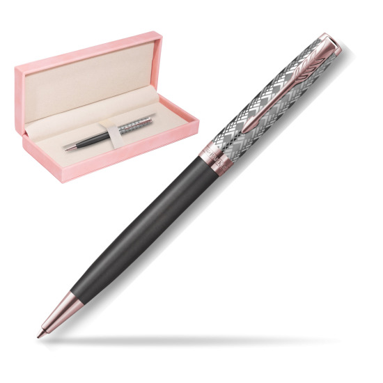 Długopis Sonnet Premium Metal & Grey PGT w różowym pudełku zamszowym